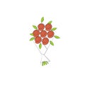 Red flower bouquet icon flat design element